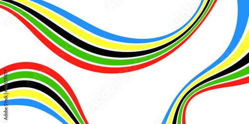 Abstract wavy stripes way of Olympic games colors isolated white background. Vector illustration.