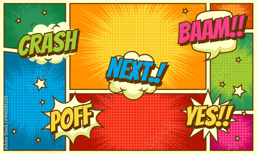 Comic book bubbles. Cartoon explosions funny comical speech clouds, comics words, thinking bubbles and graphic conversation text elements vector illustration set. Comic book emotional bubbles