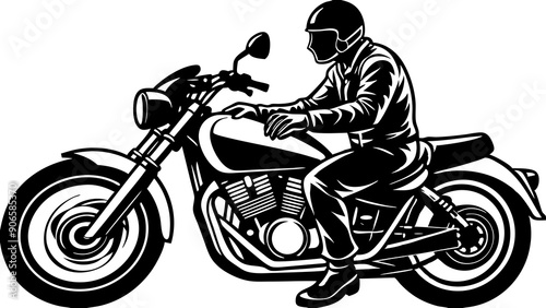 Stylish Motorbike Rider Illustrations: Perfect for Adventure Designs