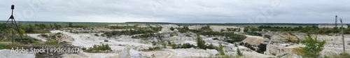 Panorama of the marble quarry. Koelginsky marble quarry. Stone mining.