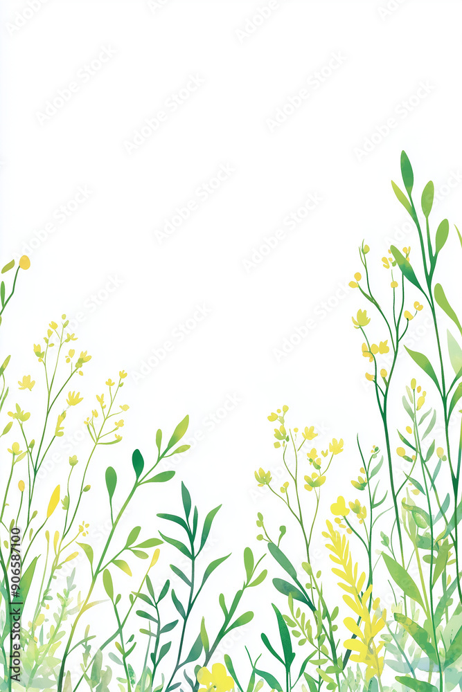 beginning of spring, Plants and flowers Background, willow, rice,Spring green, bright background, top white space, flat illustration, beginning of spring, Plants and flowers Background, willow, rice,Spring green, bright background, top white space, flat illustration,