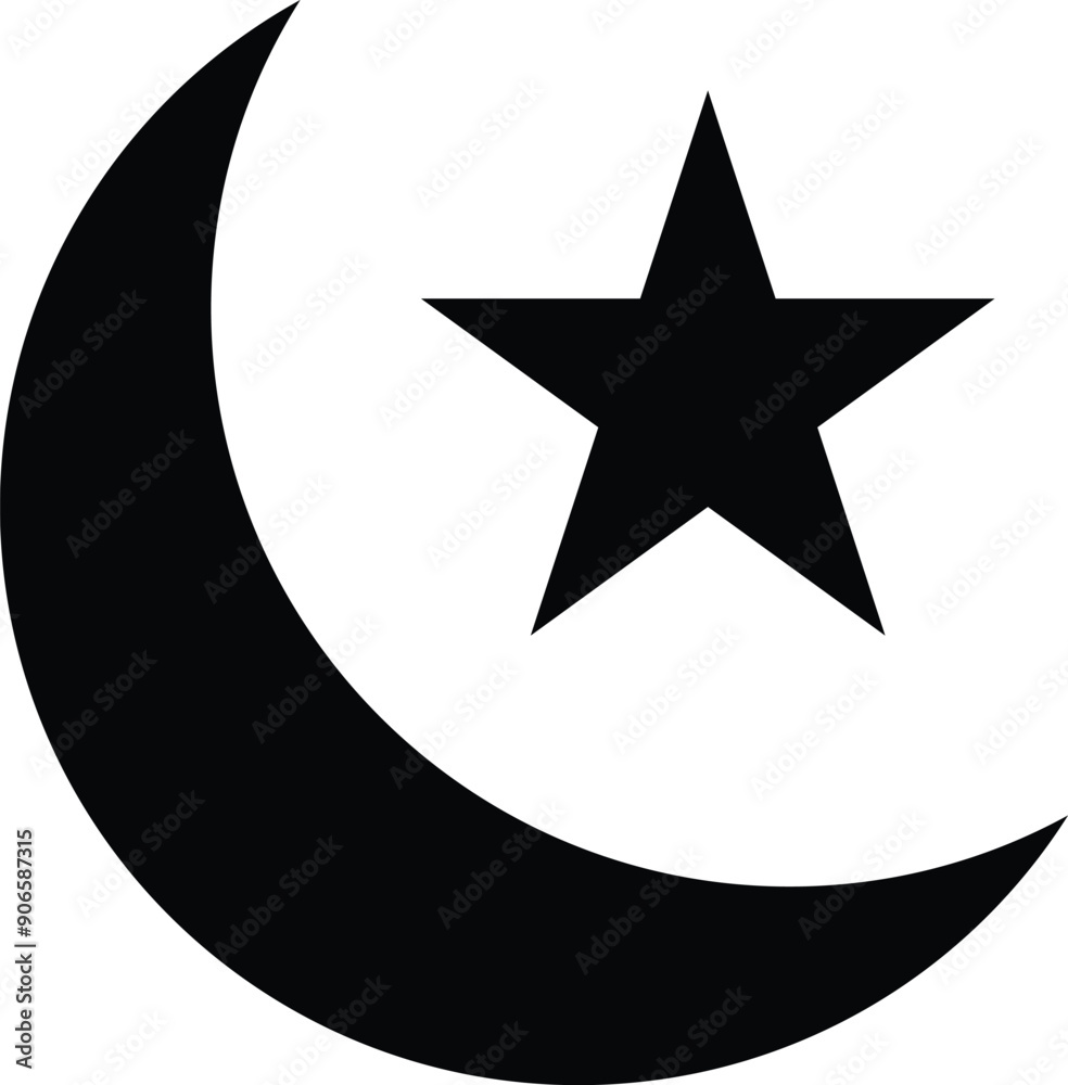 Icon moon and star. Islamic elements of Ramadhan, Eid, glyph style. Icon moon and star. Islamic elements of Ramadhan, Eid, glyph style.