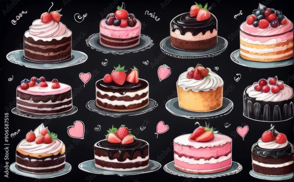 advertising chalkboard cakes desserts menu in the restaurant with copy space advertising chalkboard cakes desserts menu in the restaurant with copy space
