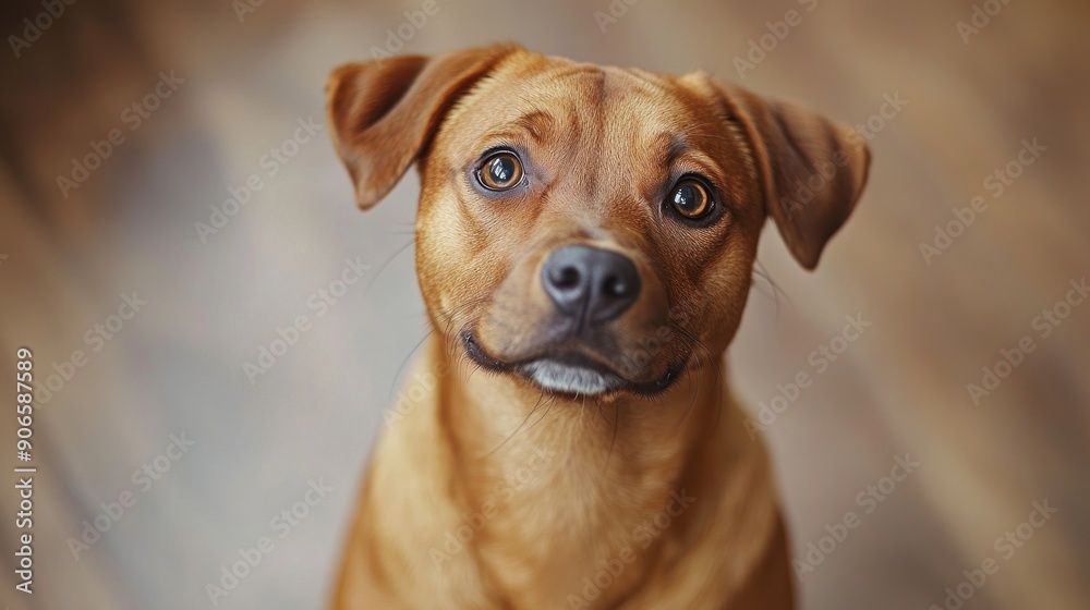 A friendly, mixed-breed dog with soulful eyes sits in a bright, welcoming room, gazing up hopefully, surrounded by soft lighting and a cozy atmosphere. The scene emphasizes the joy of adopting a pet A friendly, mixed-breed dog with soulful eyes sits in a bright, welcoming room, gazing up hopefully, surrounded by soft lighting and a cozy atmosphere. The scene emphasizes the joy of adopting a pet