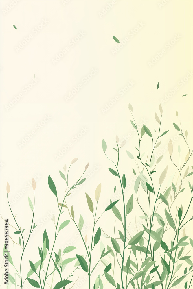 beginning of spring, Plants and flowers Background, willow, rice,Spring green, bright background, top white space, flat illustration, beginning of spring, Plants and flowers Background, willow, rice,Spring green, bright background, top white space, flat illustration,