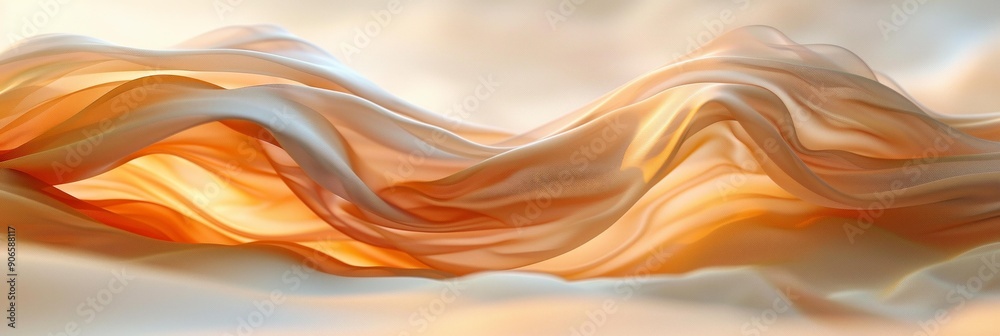 Abstract Landscape Artwork with Waves, Cloudy Sky Abstract Landscape Artwork with Waves, Cloudy Sky