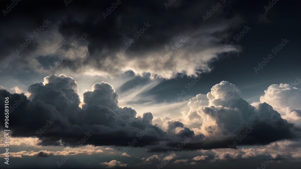 Obraz premium AI-generated image of black clouds with a transparent background. The clouds are dark and foggy, starting from the bottom periphery and expanding to the left and right, gradually lightening