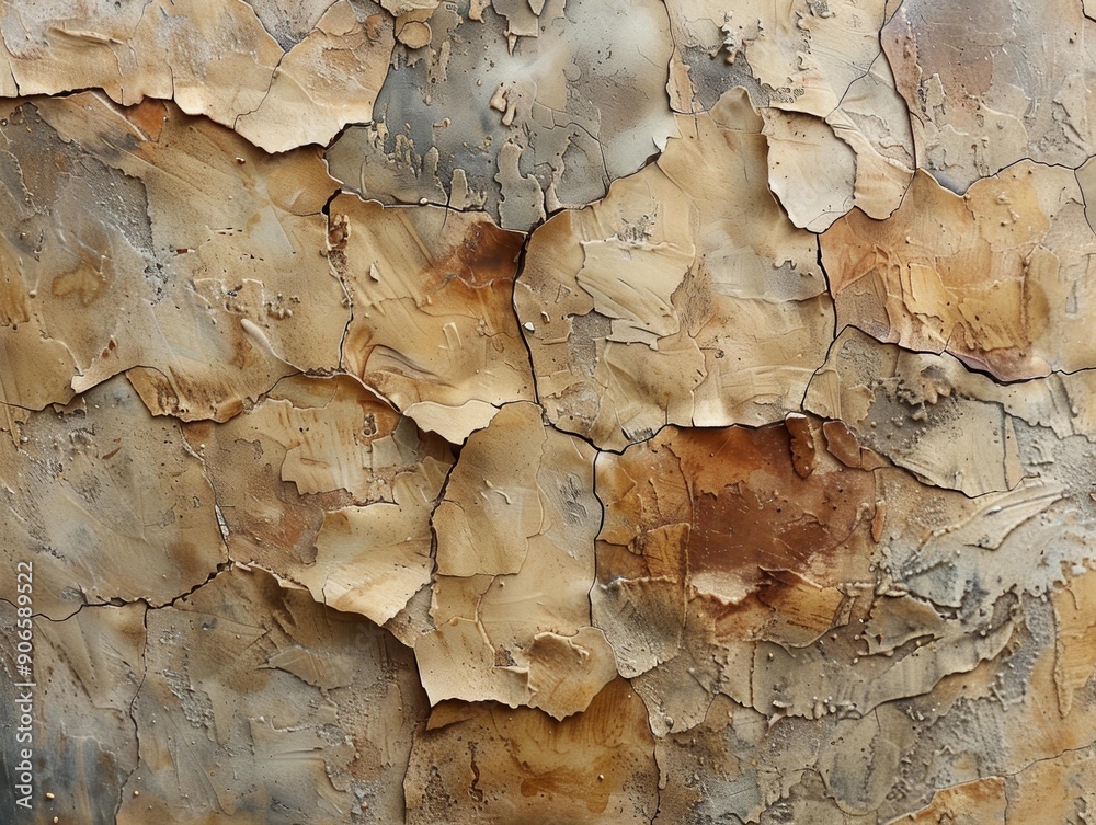 Textured Artwork with Peeling Paint, Layered Paper Technique Textured Artwork with Peeling Paint, Layered Paper Technique