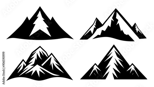 High-Quality Mountain Peaks Silhouette for Adventure and Travel Designs