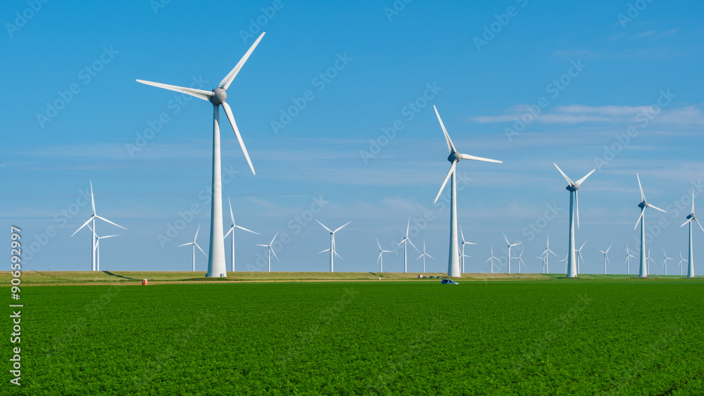 Captivating Wind Turbines Harvesting Sustainable Energy in the Netherlands Fields Captivating Wind Turbines Harvesting Sustainable Energy in the Netherlands Fields