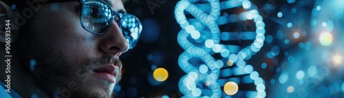 Advanced genetic research, cuttingedge DNA technology, closeup, innovative solutions, advanced tone, Triadic Color Scheme, copy space for text,