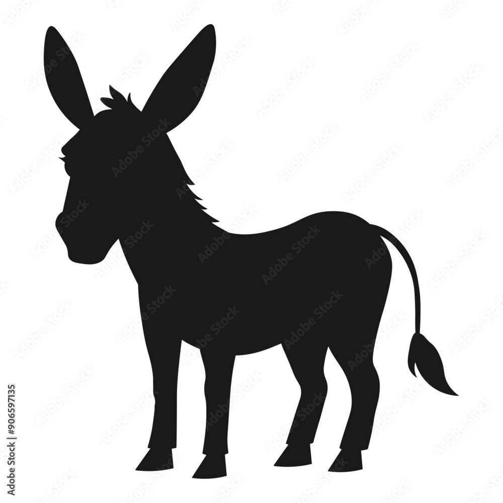 black silhouette of Donkey character black silhouette of Donkey character