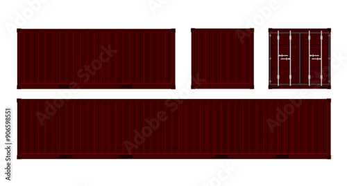 Green shipping cargo container for transportation. Vector illustration in flat style. Isolated on white background.	