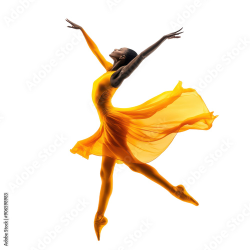 Wallpaper Mural A woman in a yellow dress is dancing in the air Torontodigital.ca