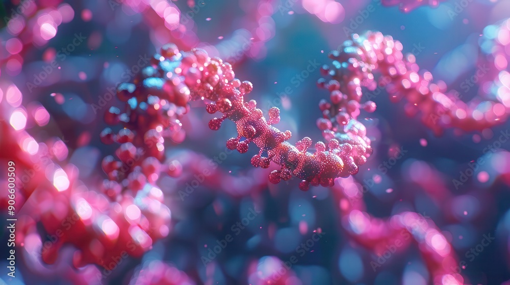Ribosomes translating genetic code into proteins, microscopic view, illustrating the central dogma of molecular biology, digital tone, Triadic Color Scheme, copy space for text, Ribosomes translating genetic code into proteins, microscopic view, illustrating the central dogma of molecular biology, digital tone, Triadic Color Scheme, copy space for text,