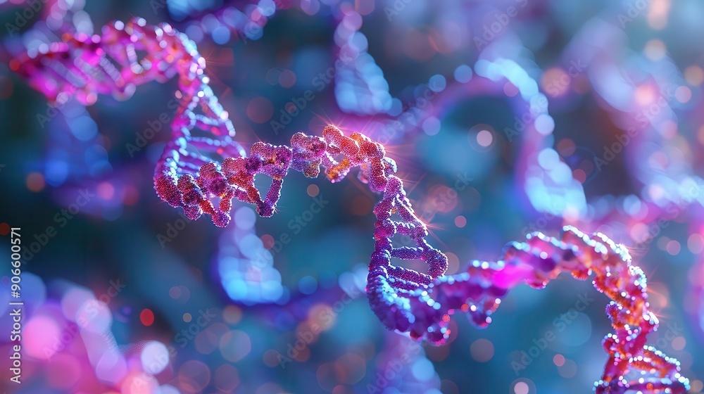 Ribosomes translating genetic code into proteins, microscopic view, illustrating the central dogma of molecular biology, digital tone, Triadic Color Scheme, copy space for text, Ribosomes translating genetic code into proteins, microscopic view, illustrating the central dogma of molecular biology, digital tone, Triadic Color Scheme, copy space for text,
