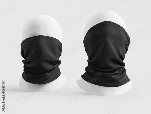 A mockup of a gaiter on the face. On a mannequin with a white face.