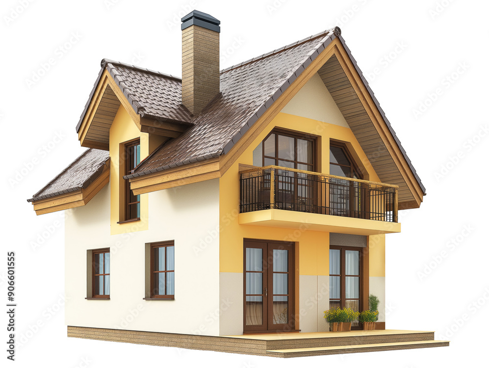 Modern country house isolated on transparent background Modern country house isolated on transparent background