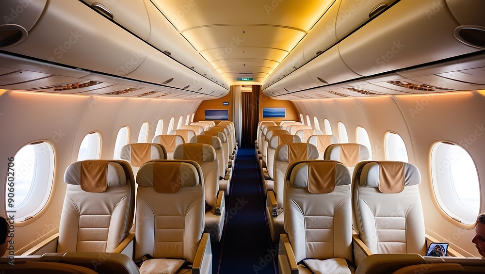 Fototapeta premium Enhancing comfort and luxury for passengers during modern air travel, setting the standard for business class