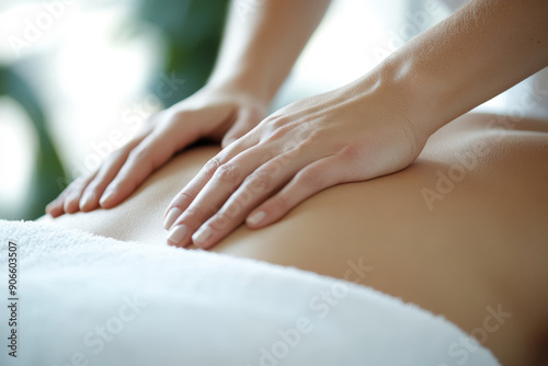 Wallpaper Mural Skilled masseuse gently massages a woman's back in a serene spa setting, exuding tranquility and relaxation Torontodigital.ca