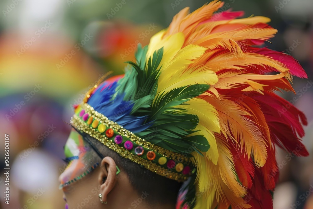 Fototapeta premium Showcase the energy and togetherness of a gay pride celebration, showcasing lively crowds, parades, and vibrant displays of love and solidarity.