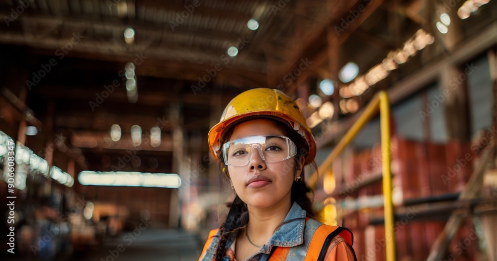 Portrait of a Young Female Engineer in Protective Gear Working on Construction Site.Generated image Portrait of a Young Female Engineer in Protective Gear Working on Construction Site.Generated image