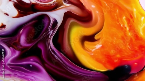 Mixing Flowing Colorful Pigments, Acrylic Paint Pouring Background, Luxury Colors