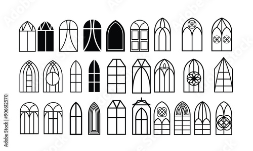 Windows simple design  Vector bundle, Clipart, Silhouette, Vector, icons, illustration, design.