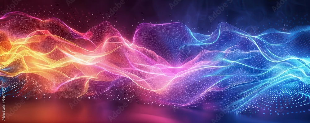 Fototapeta premium Electromagnetic light spectrum, vibrant wave patterns, colorful light waves, light spectrum energy, uhd, copy space for text,