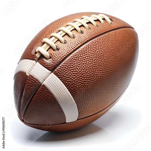 A deflated American football soccer ball isolated on a white background. photo