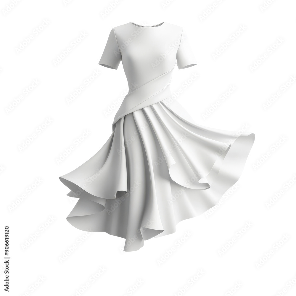 A white dress with a ruffled skirt and a white top A white dress with a ruffled skirt and a white top
