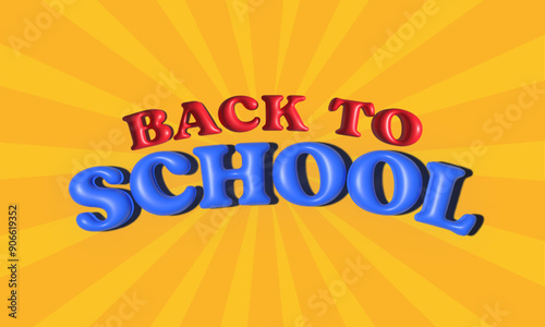 3D text BACK TO SCHOOL.Fresh and modern style.Vector design photo