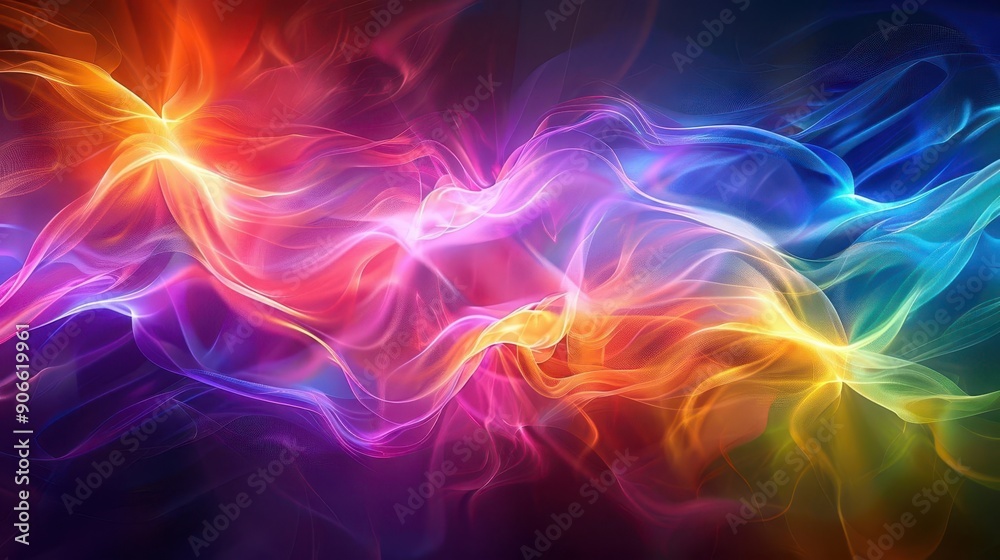 Fototapeta premium Vibrant electromagnetic light spectrum, colorful wave dynamics, radiant light waves, dynamic spectrum, uhd, copy space for text,