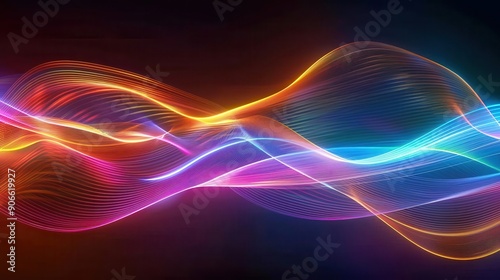 Radiant light wave spectrum, colorful waves, light spectrum dynamics, electromagnetic light waves, uhd, copy space for text,