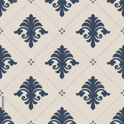 seamless_barVector seamless illustration depicting an intricate ornate pattern in baroque style. Repeating floral motifs in beige on a maroon background. Elegant and sophisticated, evokingokni_textura