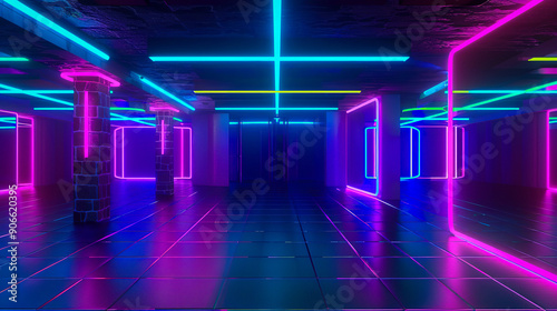 A dark room illuminated by ...