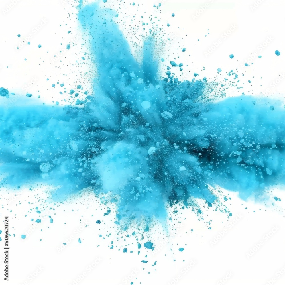 Blue powder explosion isolated on white background Blue powder explosion isolated on white background
