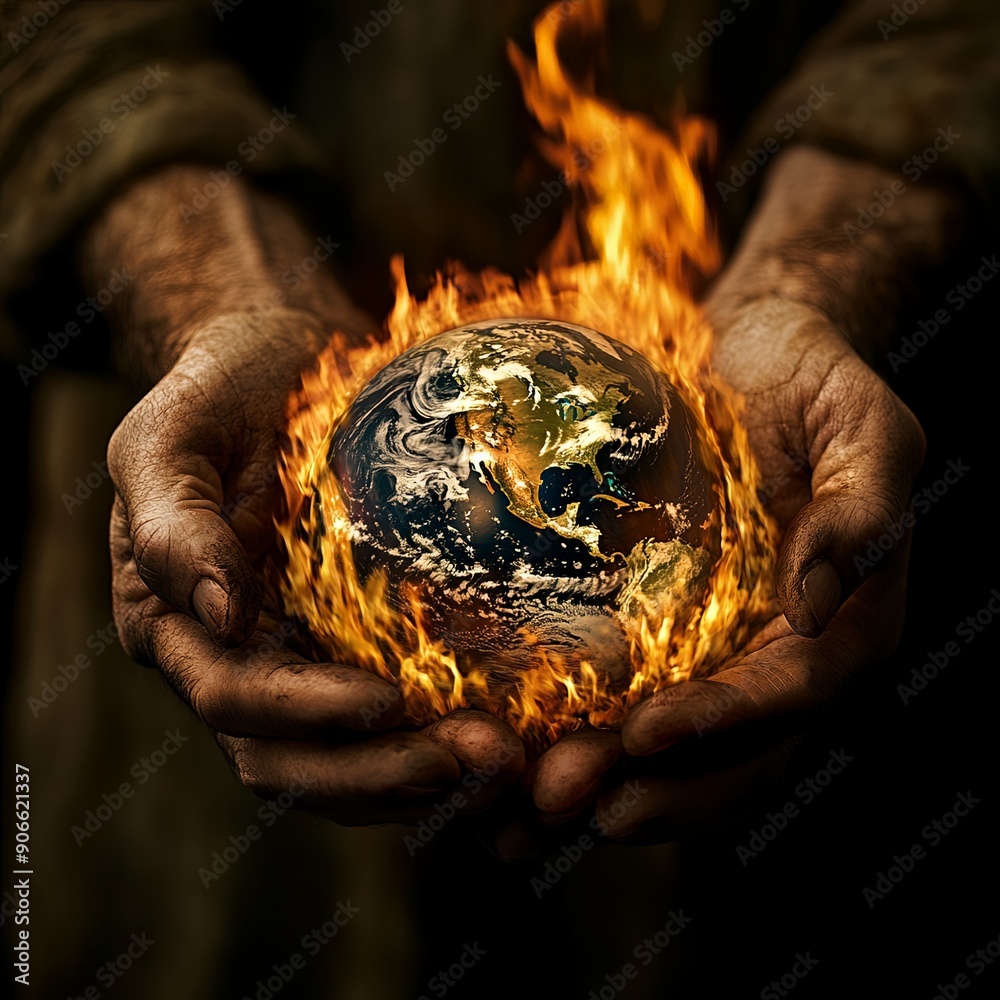 Earth in Flames - Global Warming Conceptual Image
