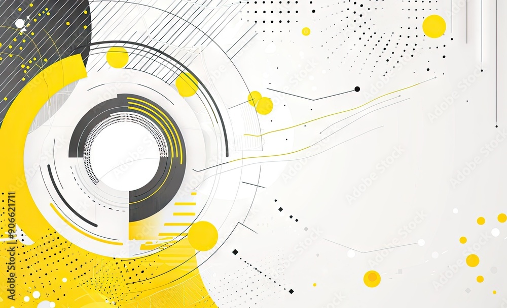 Obraz premium Abstract Geometric Composition with Yellow and Black Elements