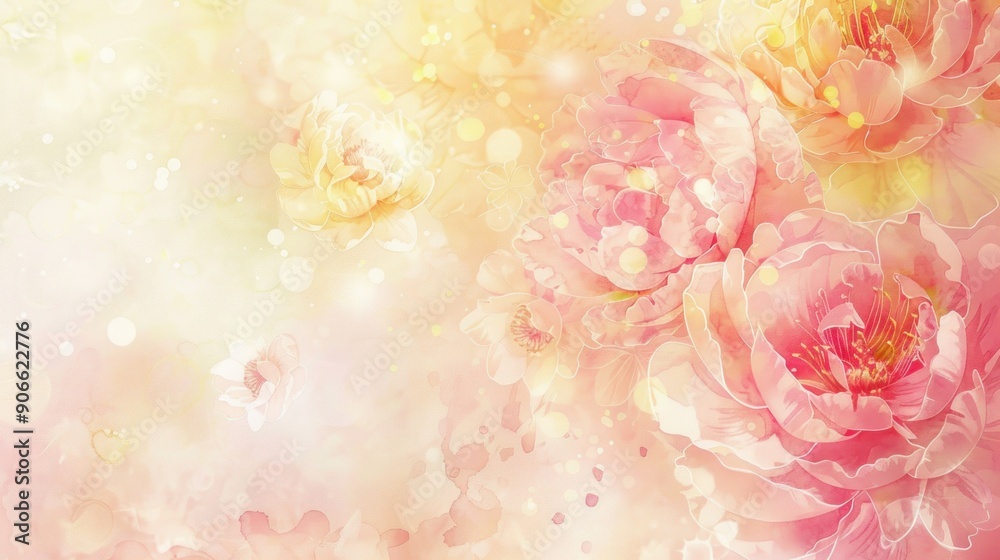 Blooming Peonies on a Soft, Delicate Background Blooming Peonies on a Soft, Delicate Background