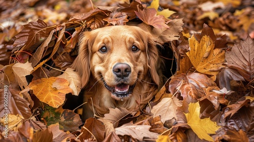 Dog in Autumn Leaves