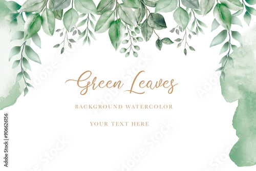 beautiful green leaves background watercolor