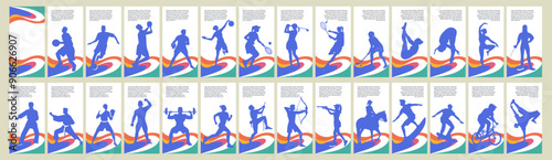 Paris 2024. Olympic games concept. Sport games banners. Championship cards