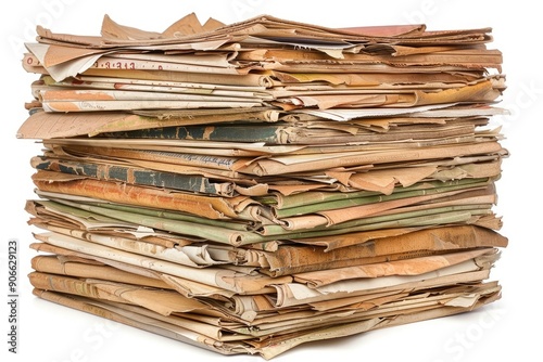 A pile of old papers stacked on top of each other. The pile is brown and he is quite large