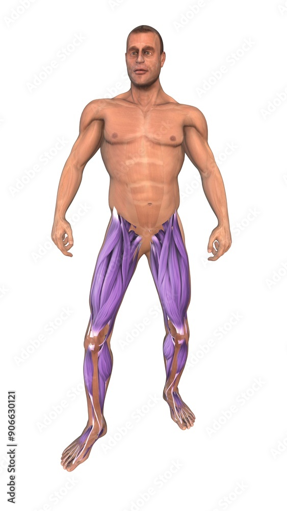 Fototapeta premium The muscles of the lower limb from front view