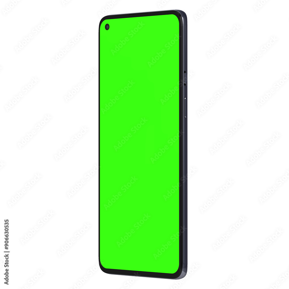 Flat display with a punch-hole camera in the top left corner greenscreen left Flat display with a punch-hole camera in the top left corner greenscreen left