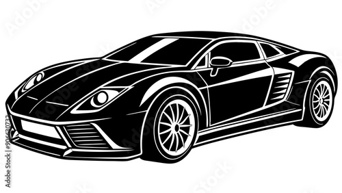 High-Quality Sports Car Silhouette Art for Luxury and Performance Graphics