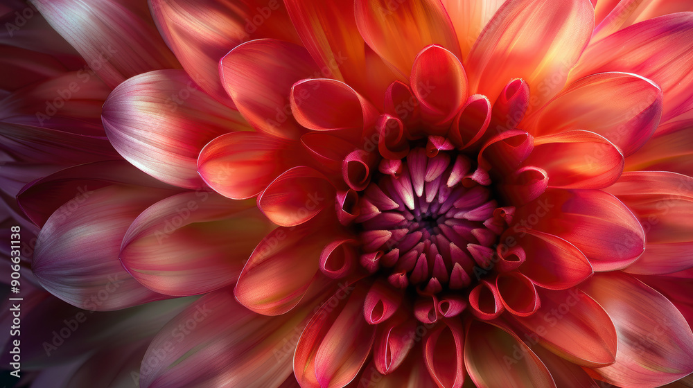 A close up of a red flower with a yellow center. The flower is very detailed and the colors are vibrant. Concept of beauty and life A close up of a red flower with a yellow center. The flower is very detailed and the colors are vibrant. Concept of beauty and life