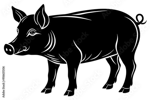 
Pig silhouette icon. Pig vector illustration