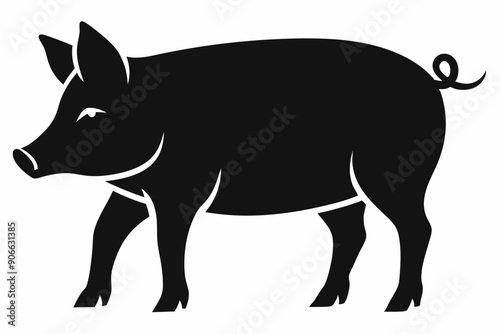 
Pig silhouette icon. Pig vector illustration